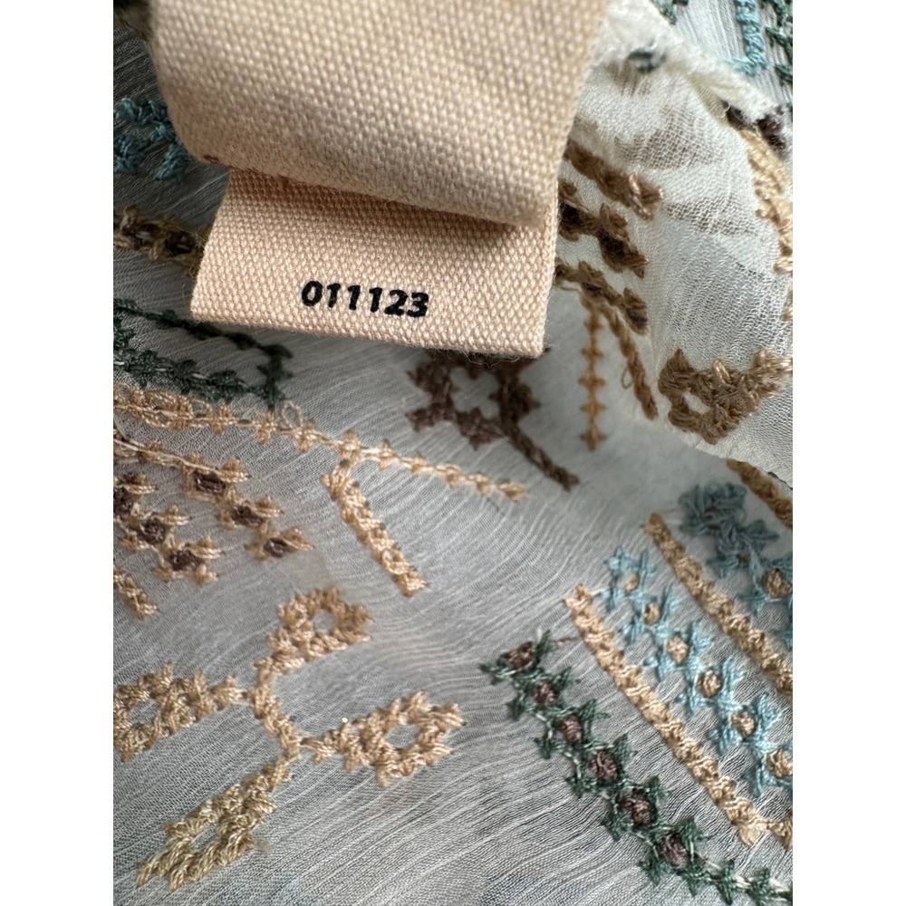 Soft Surroundings Reglan Sanibella Embroidered Boho Blouse 3X Ivory Blue Sheer - Picture 5 of 10
